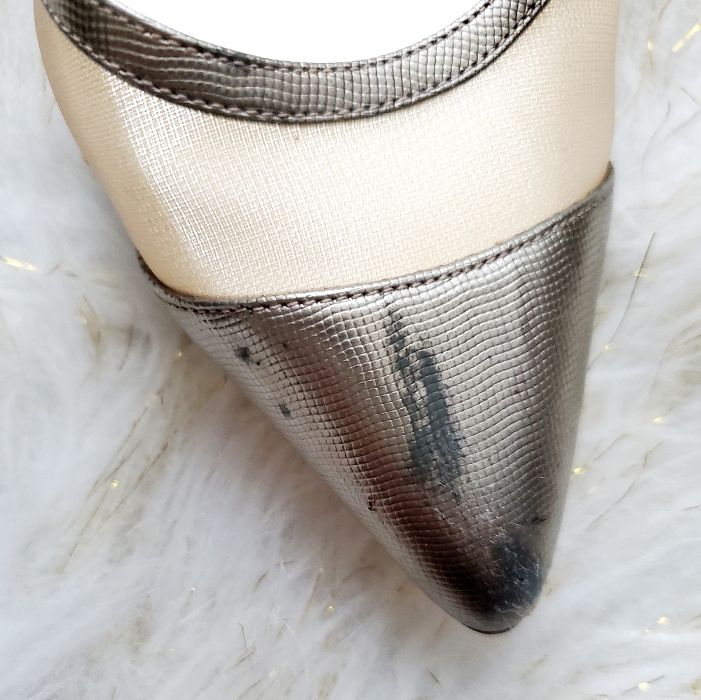 Giorgio Armani silver & gold pointy kitty heels - Picture 9 of 9